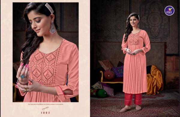 Vitara Nyra Rayon Designer Embroidery Kurti With Pant 